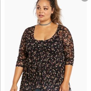 Floral Lace Babydoll Top